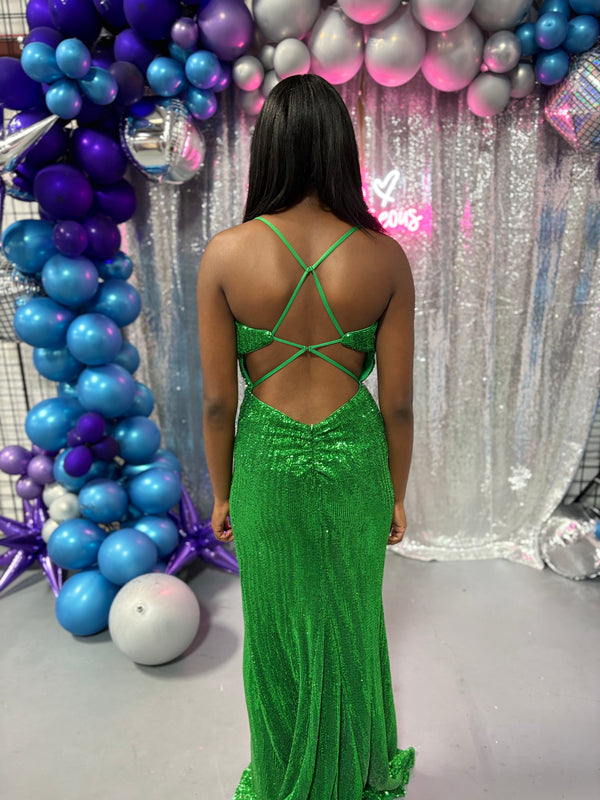 ALYCE Paris 61380 Kelly Green Sequin Sheath Dress - Size 8