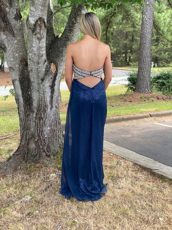 ALYCE Paris 6440 Navy Silver Sequin Chiffon Dress
