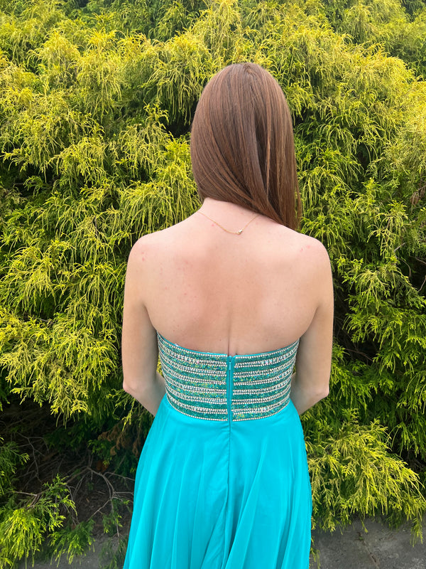 ALYCE Paris 6453 "Pool" Green Sweetheart Chiffon A-Line Dress