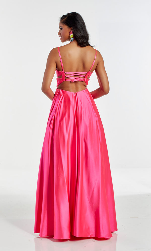 ALYCE Paris 1626 Bright Yellow Satin A-Line Dress - Size 6