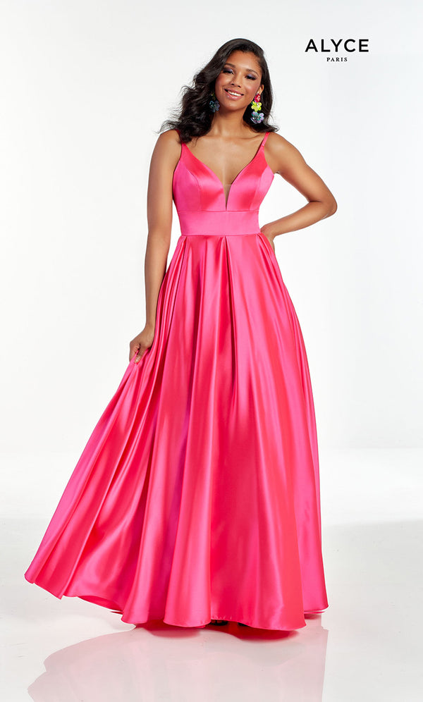 ALYCE Paris 1626 Bright Yellow Satin A-Line Dress - Size 6