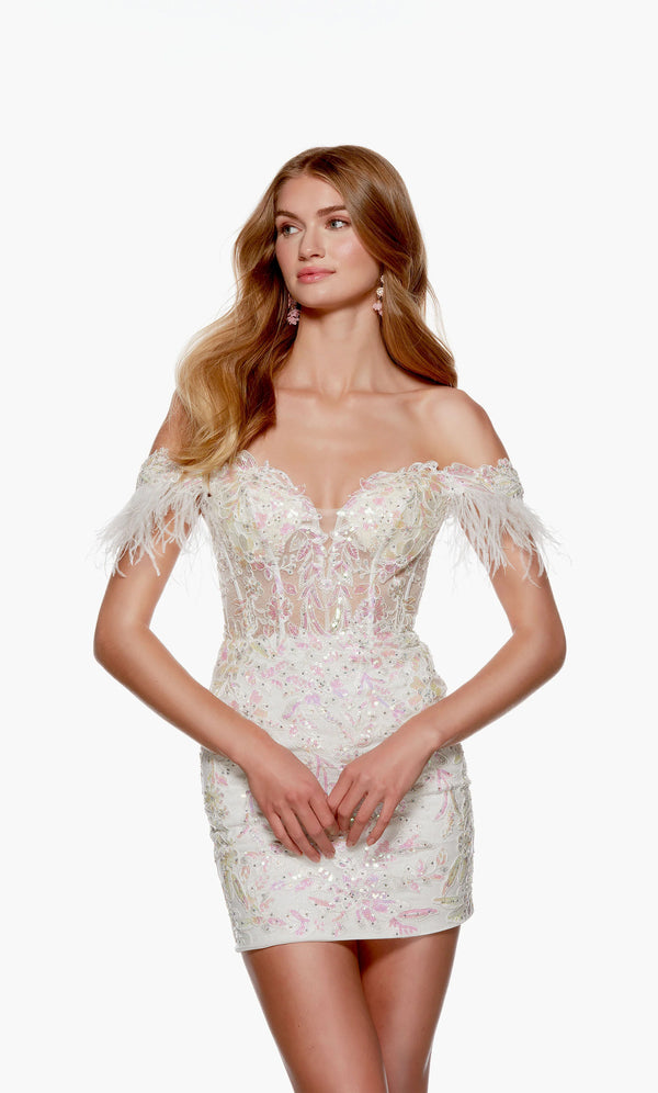 ALYCE Paris 4662 Lilac Sequin Illusion Lace Cocktail Dress - Size 0