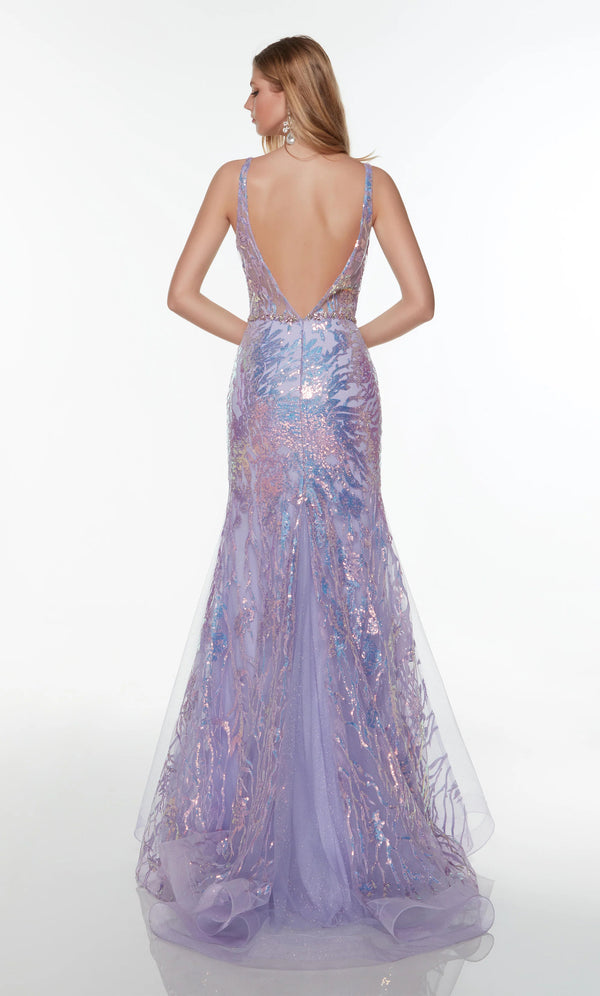 ALYCE PARIS 61241 Light Orchid Sequin and Tulle Fit-n-Flare Dress - Size 2