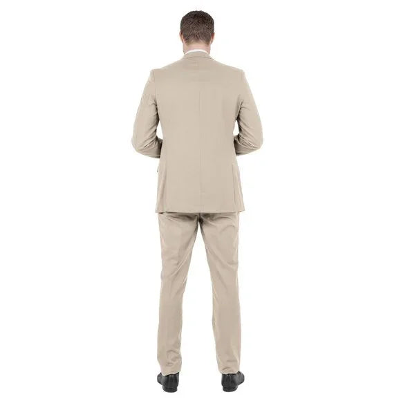 Tan Azzuro Light Tan Two Piece Suit Slim Fit
