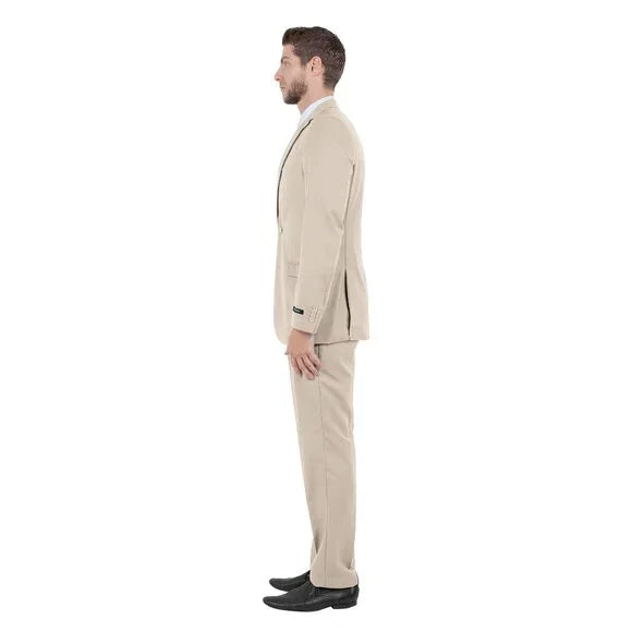 Tan Azzuro Light Tan Two Piece Suit Slim Fit