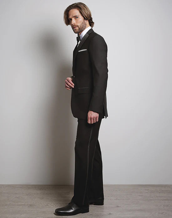 Black Harmony LUXE Tuxedo Satin Lapel Matching Shoes