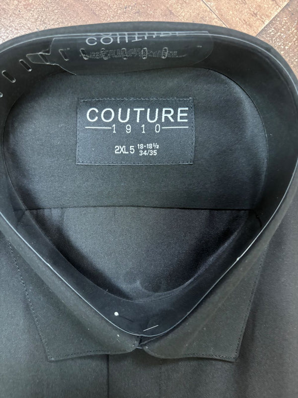 New Black Non-Pleated Laydown Collar Regular Fit Tuxedo Shirt