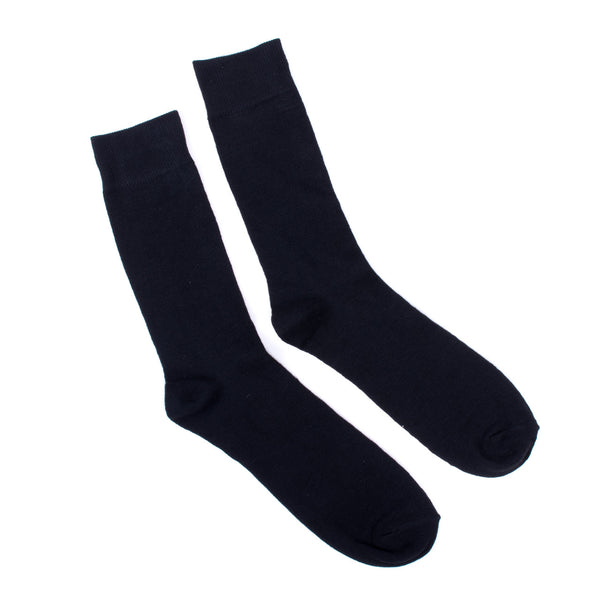 Men's Black Solid Crew Dress Socks