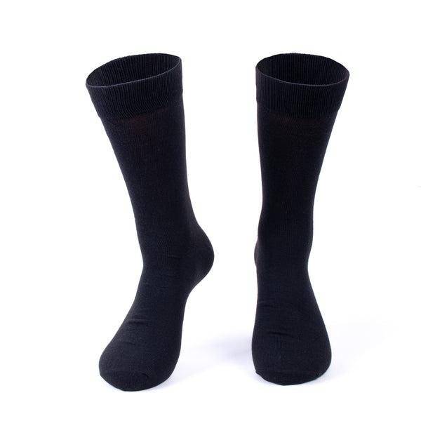 Men's Black Solid Crew Dress Socks