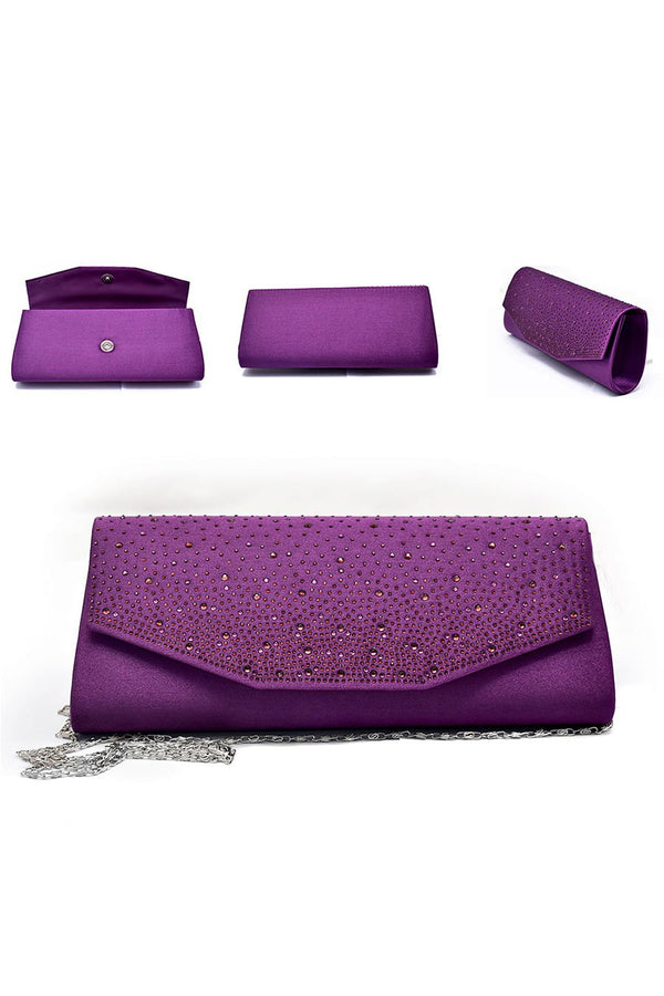 Purple Bling Solid Evening Clutch Bag