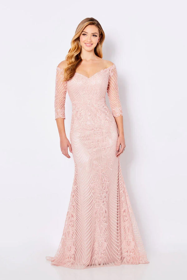 Cameron Blake 221688 Smoke Grey Lace Fit-N-Flare Evening Dress - Size 16 W