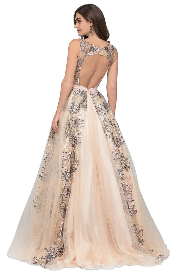 Cecilia Couture 1466 Champagne Multi Embroidered Ballgown - Size 6