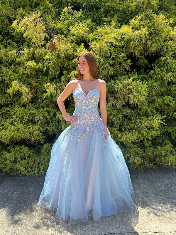 CLARISSE 810971 Pastel Multi Floral Drop Waist Ballgown - Size 18