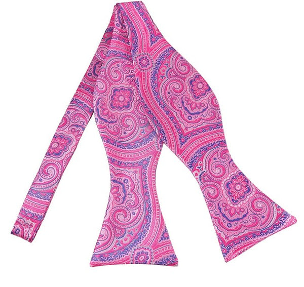 Pink Fuchsia Purple Paisley Self Tie Bow Tie