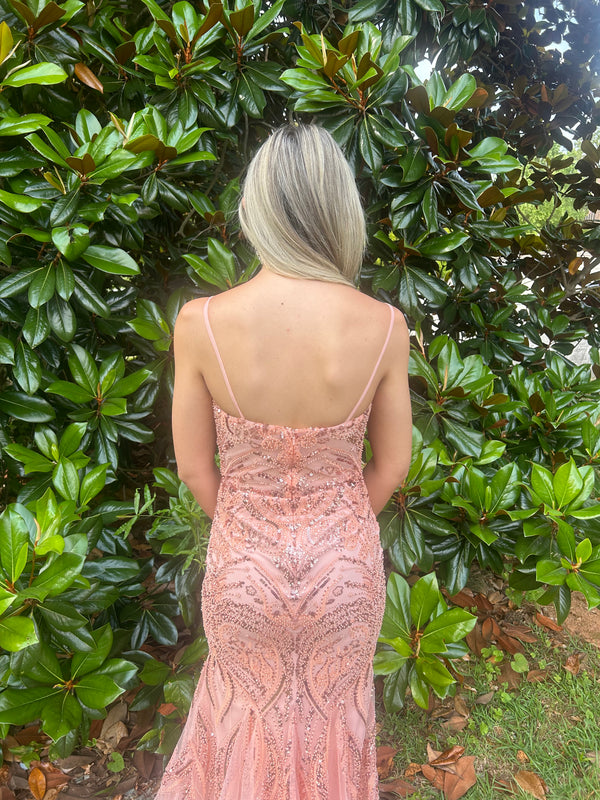 FLAIR Prom 24727 Rosewood Beaded Fit-n-Flare Dress