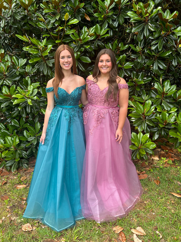 FLAIR Prom 24766 Plum Off the Shoulder A-Line Dress - Size 8