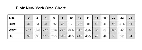 Flair New York Size Chart