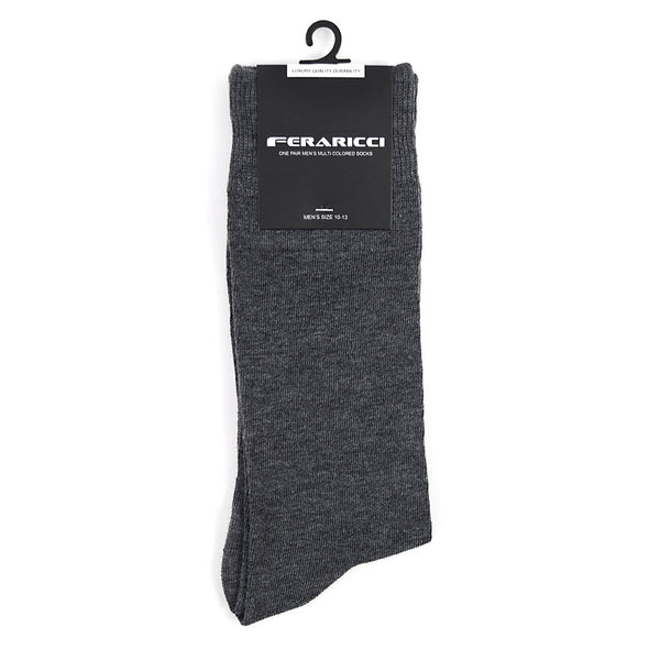 Men's Grey Solid Crew Dress Socks