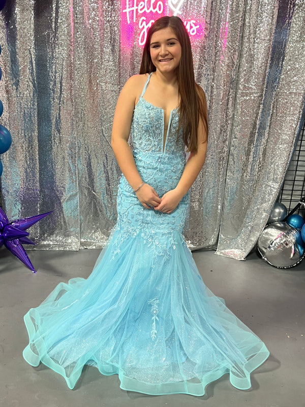 ALYCE Paris 61640 Tulle Fit-n-Flare Mermaid Dress with Lace Up Back - Size 8