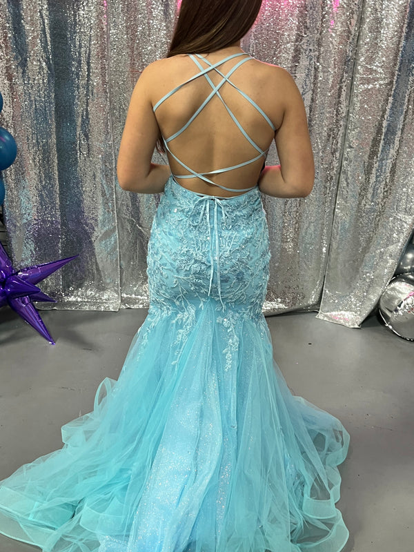 ALYCE Paris 61640 Tulle Fit-n-Flare Mermaid Dress with Lace Up Back - Size 8
