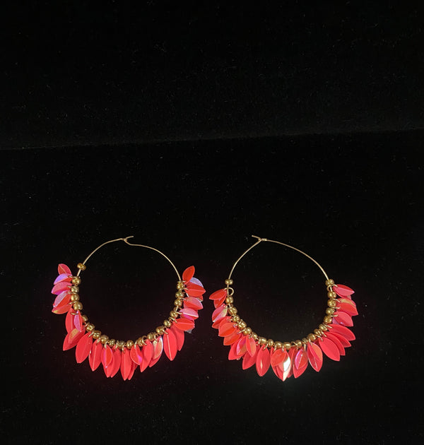 Open Circle Sequin Cluster Dangle Hoop Earrings