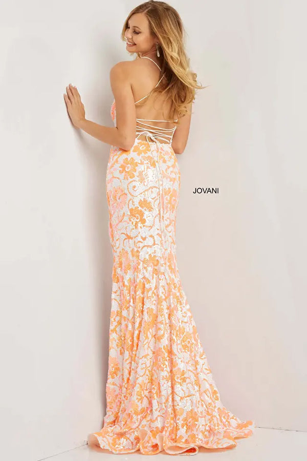 Jovani Style 08255 In Ivory Orange Back View
