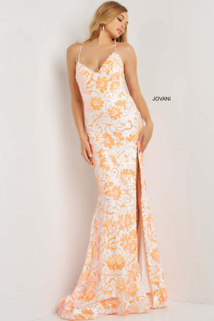 Jovani Style 08255 In Ivory Orange Front View