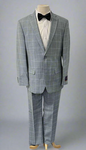 Light Blue Plaid Slim Fit Giorgio Fiorelli Suit Two Piece