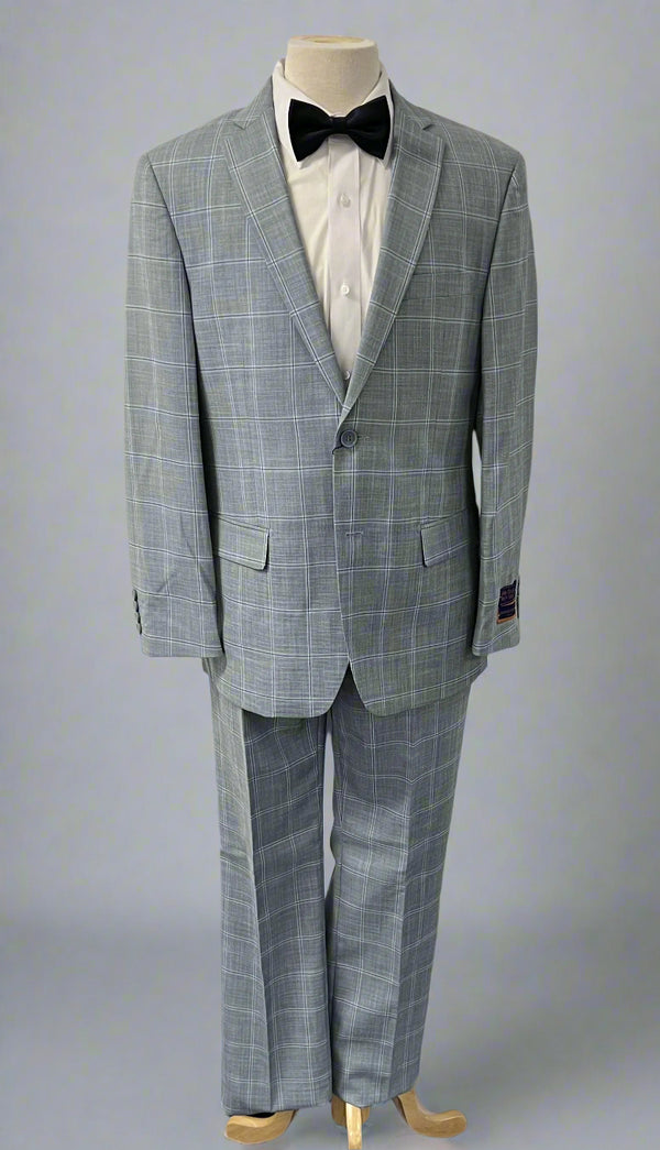 Light Blue Plaid Slim Fit Giorgio Fiorelli Suit Two Piece