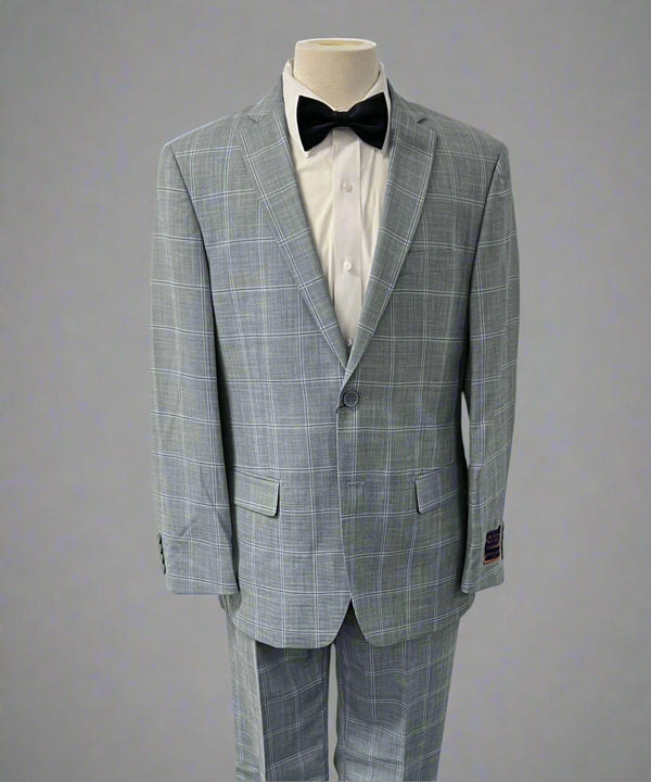 Light Blue Plaid Slim Fit Giorgio Fiorelli Suit Two Piece
