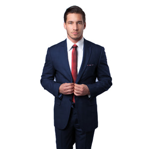 Dark Navy Tonal Plaid Two Piece Suit Tazio