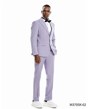 Lavender Three Piece Tazio Peak Slim Fit Suit
