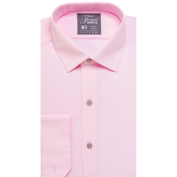 New Pink Fitted Non-Pleated Spread Collar Laydown Shirt
