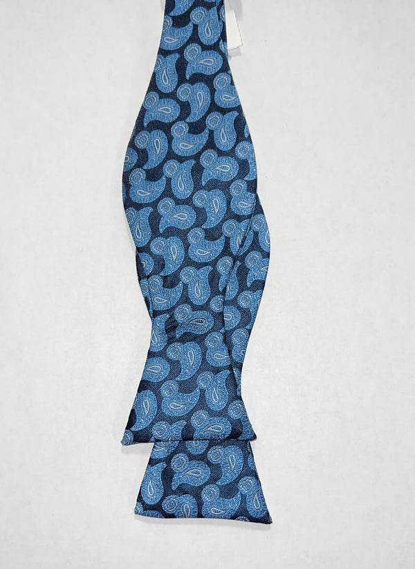 Navy, Blue and White Paisley Self Tie Bow Tie
