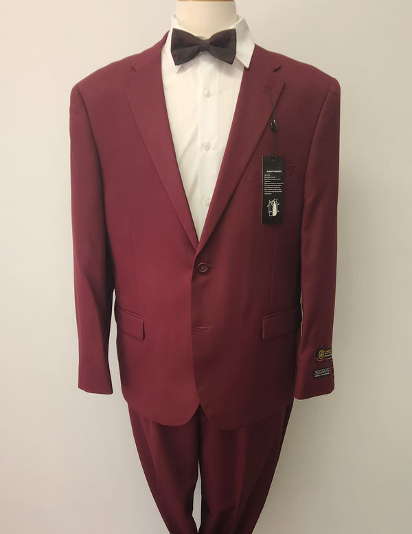 Burgundy Bolzano Two Piece Red Suit Modern Fit Suit Notch Lapel