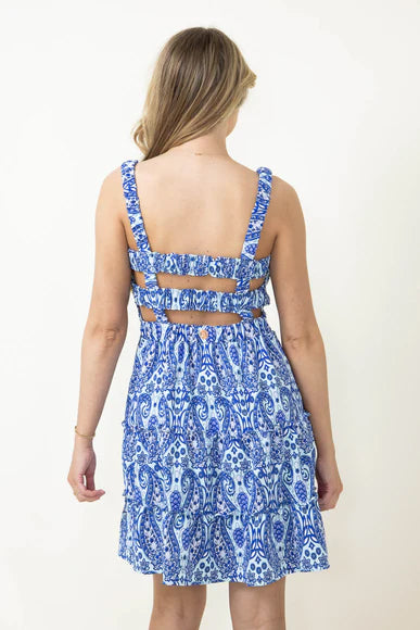 Simply Southern Blue Paisley Tiered Tank Dress