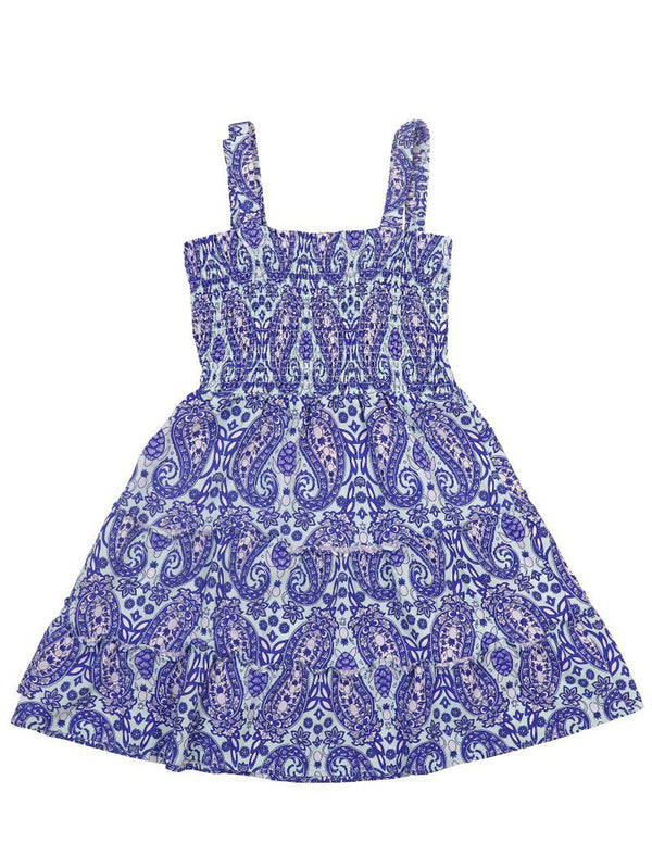 Simply Southern Blue Paisley Tiered Tank Dress