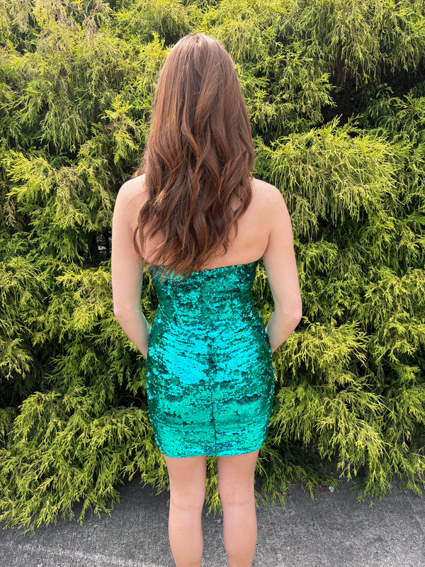 Portia & Scarlett PS23120 Sequin Mini Dress - Cobalt Blue, Red, Emerald Green or Fuchsia Pink