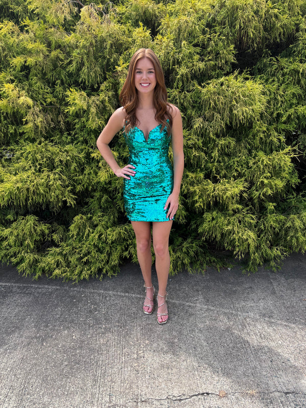 Portia & Scarlett PS23120 Sequin Mini Dress - Cobalt Blue, Red, Emerald Green or Fuchsia Pink