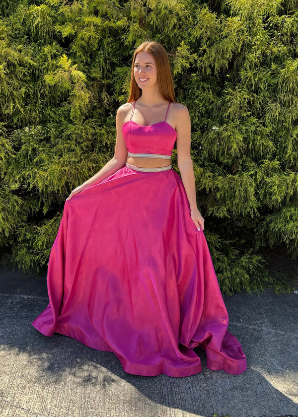 Rachel Allan 7106 Magenta 2 Piece A-Line Dress with Pockets