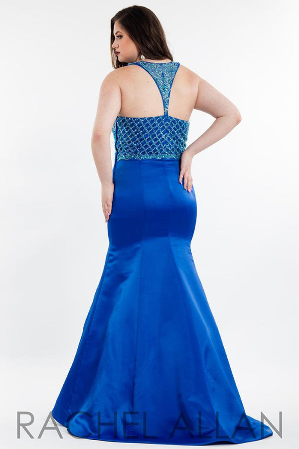 Rachel Allan 7834 Royal Beaded High Neck Satin Mermaid - Size 24