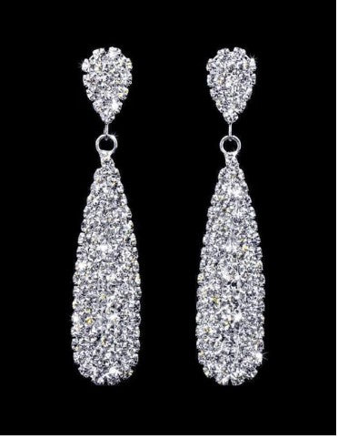 Crystal Rhinestone Pear Drop 2.5" Earrings