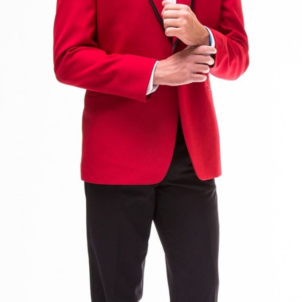 Red Black Carmine Tuxedo Jacket Blazer Suit