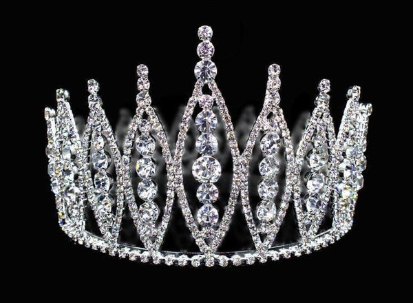 Rivoli Burst 3.5" Crystal Rhinestone Silver Full Crown