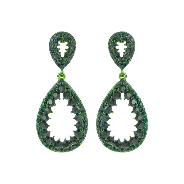 2 Tier Rhinestone Pear Teardrop Dangle Earrings