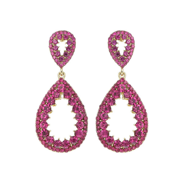 2 Tier Rhinestone Pear Teardrop Dangle Earrings