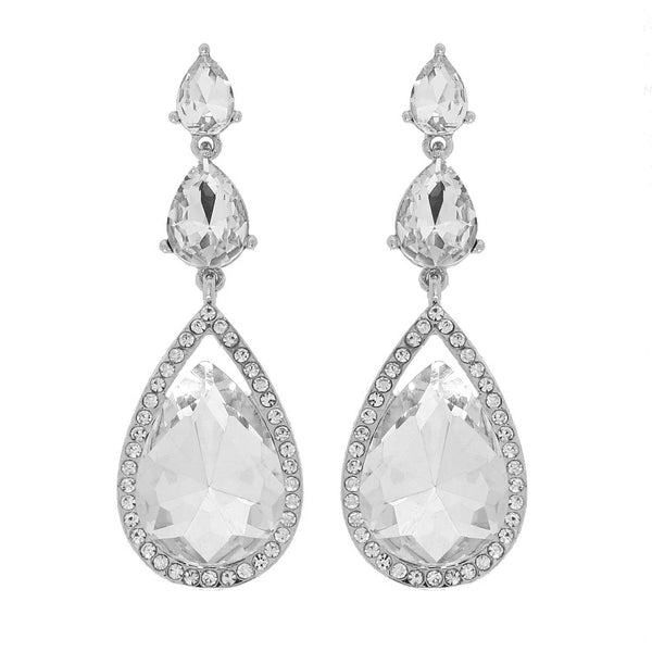 3 Tier Crystal Rhinestone Teardrop Dangle Earring
