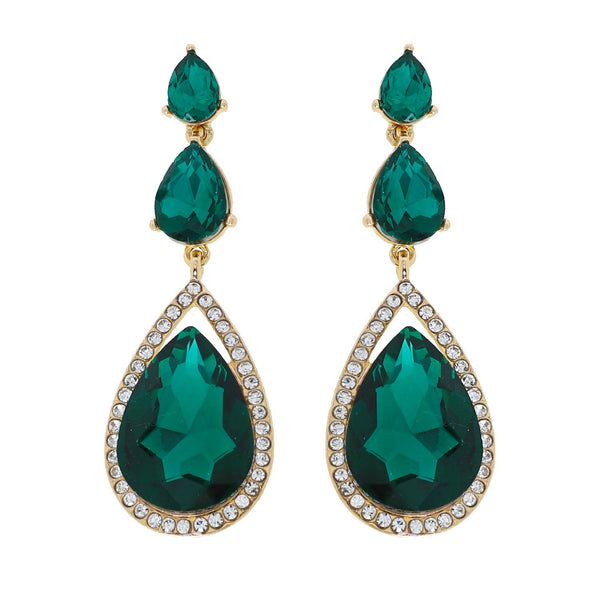 3 Tier Crystal Rhinestone Teardrop Dangle Earring