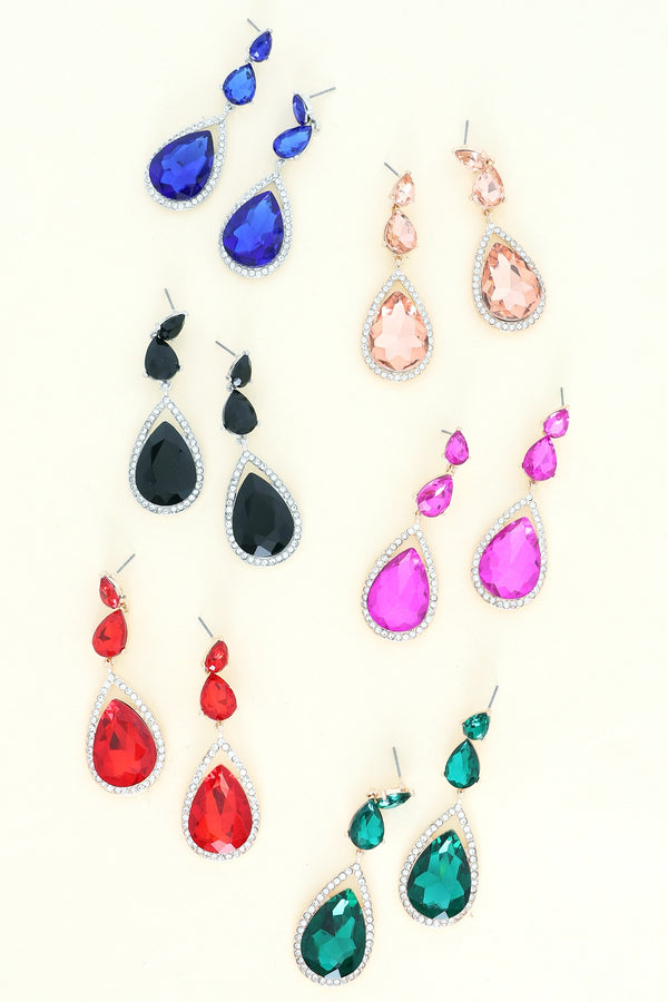 3 Tier Crystal Rhinestone Teardrop Dangle Earring