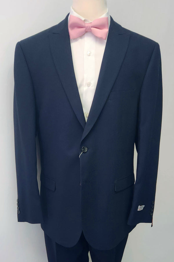 Dark Navy Tonal Plaid Two Piece Suit Tazio